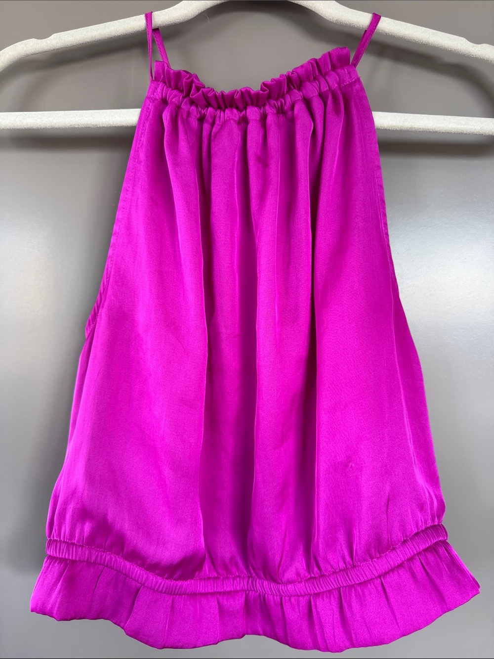 Express Pink Magenta Ruffled Neck Tank Top Open Back Size Small - Picture 6 of 13